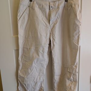 Coldwater Creek Light Cream Cropped Utility Pants